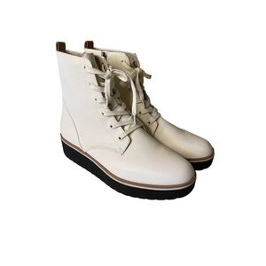 Dr. Scholl's Local White Platform Boots Women's Size 9.5 M Orthopedic Comfort